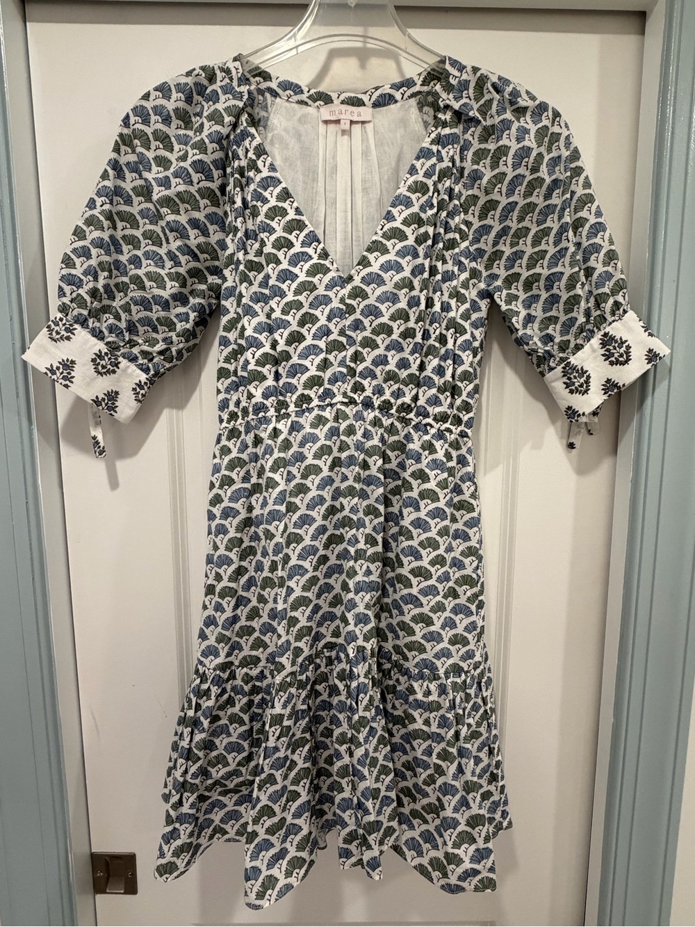 Marea by Liz Joy Dress with Blue & Green Fan Print